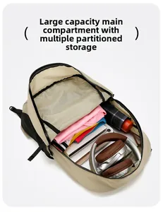 Detail of the large main compartment and multi-layer storage of the hiking backpack