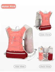Detail der pinken Trinkweste für Outdoor mit atmungsaktivem Mesh und Reflexionskordeln