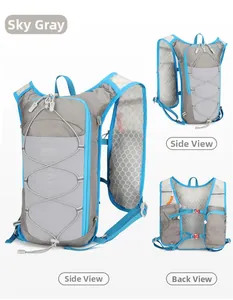 Detail view of breathable mesh straps and adjustable buckles on the grey cycling vest bag