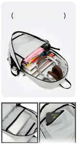 Detail view of large capacity interior with laptop compartment and organizer pockets
