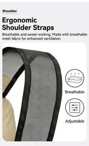 Detalle de la correa ergonómica transpirable con tejido de malla para la mochila