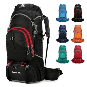 Hiking Backpack Large Capacity Waterproof Nylon Outdoor Rucksack For Travel Camping Trekking With Multi Pocket Design
