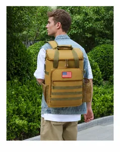 Zaino termico tattico kaki con sistema MOLLE e bandiera americana per escursioni all'aperto