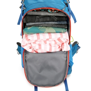 Blue 80L outdoor hiking backpack with large main compartment and durable ripstop fabric