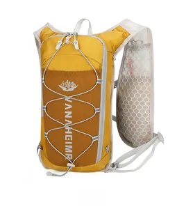 Detail view of VANAHEIMR cycling vest pack with breathable honeycomb mesh shoulder straps