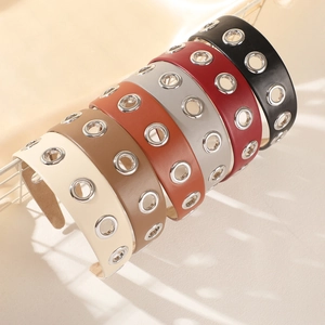 Punk PU-Leder Haarreif Set mit Metallösen in sechs verschiedenen modischen Farben