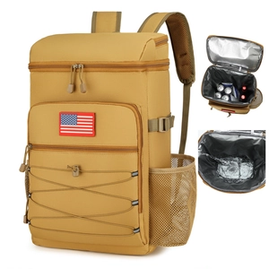 Gran mochila térmica caqui para exteriores con forro impermeable y bolsillos varios
