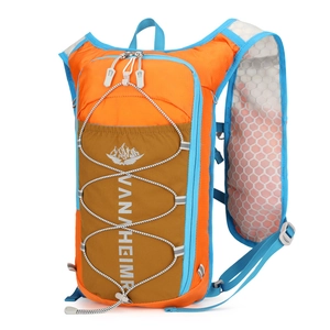 Orange waterproof sports hydration vest backpack for cycling, running and hiking