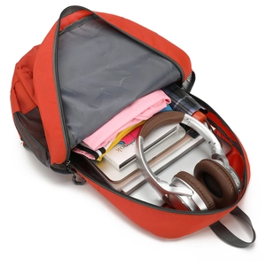 Lightweight foldable orange travel backpack with waterproof nylon and large capacity