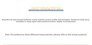 Detailed dimension guide showing 38cm circumference for the tie-dye knotted headband