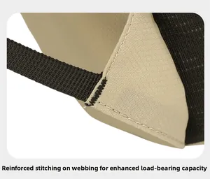 Close-up of bartack reinforcement on nylon webbing for enhanced load-bearing capacity
