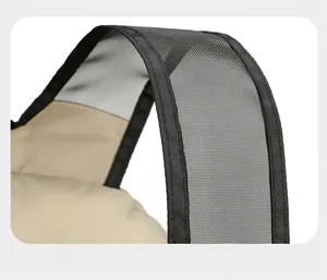Detail of breathable mesh shoulder strap on lightweight outdoor travel backpack