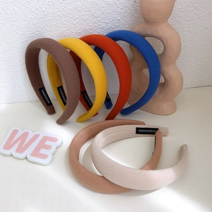 Damen Gepolstertes Schwamm Haarreif Weicher Gebürsteter Stoff Einfarbig Breites Haarband Mode Haarschmuck Für Das Tägliche Gesichtswaschen