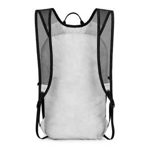 Lightweight foldable outdoor hiking backpack with breathable mesh straps in grey and black