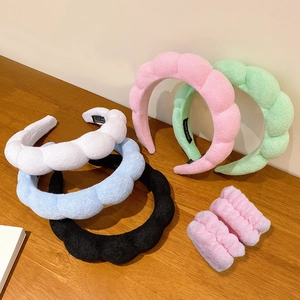 Gepolstertes Schwamm Wolke Stirnband Für Damen Weicher Stoff Geflochtenes Haarband Puffy Spa Stirnband Zum Gesichtswaschen Make-up Haarschmuck