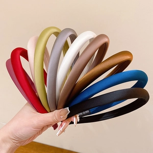 Women Padded Satin Sponge Headband Korean Style Solid Color Thick Hair Hoop Handmade Elegant Hair Accessories For Daily