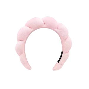 Gepolstertes geflochtenes Stirnband in Rosa für Damen mit gesteppter Samttexturierung