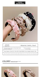 Paramètres de taille détaillés pour le bandeau tressé en tissu avec perles de 14 cm
