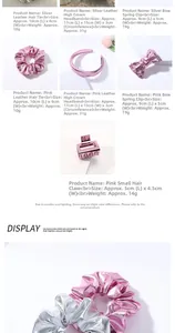 Detailed view of silver and pink metallic PU leather hair accessories and headbands
