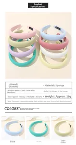 Detailed macro view of 3cm thick sponge padded headband in various macaron colors