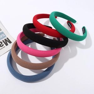 Damen Bonbonfarben Gepolsterter Schwamm Stirnband Einfach Breit Stoff Köperstruktur Handgefertigt Haarschmuck Für Den Täglichen Mode Haarschmuck