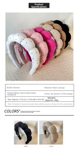 Close-up of padded sponge headbands with polka dot texture in various colors