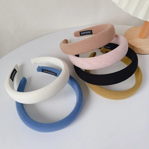 Women's Waffle Texture Sponge Padded Headband Solid Color Wide Side High Top Hair Band For Face Washing Daily Hair Accessories
