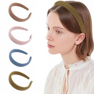Knitted waffle headband for women in assorted solid colors with stylish padded design