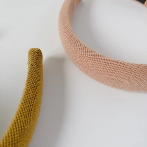 Classic waffle knit wide headband for women in ginger and pink solid colors