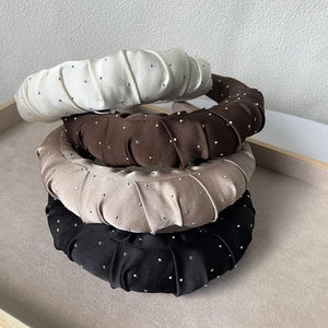 Sparkling rhinestone pleated padded headband in four colors for a French vintage hair look