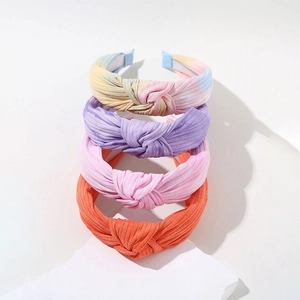 Cerchietto Annodato in Tessuto a Coste per Donna Tie Dye Colore Caramella Intrecciato Fascia per Capelli per Lavaggio Viso