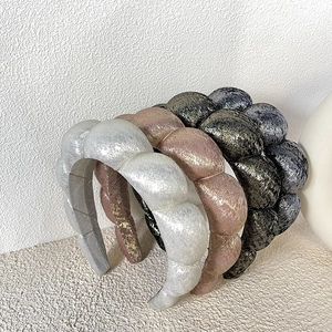 Metallic Sequin Cloud Bubble Padded Headband For Women Fashion High Top Sponge Hair Band Vintage Party Hair Accessories