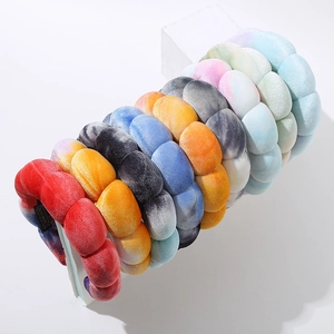 Pack de diademas trenzadas de terciopelo tie-dye con relleno de esponja para volumen alto