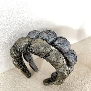 Golden and silver sequin twist puffy headbands with handmade non-slip lining for women