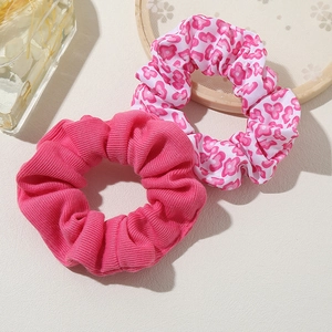 Pink floral and rose red ruffled scrunchie set for versatile hair styling and buns