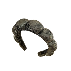 Vintage golden sequin padded headband with puffy braided texture and handmade design