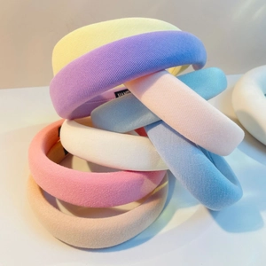 Padded sponge headband set in macaron colors for women with soft knit texture