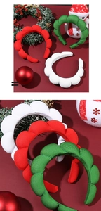 Cerchietti a nuvola ondulati spessi in colori natalizi rosso, verde e bianco festivo