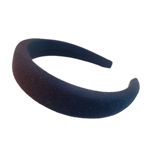 Classic thick black sponge padded headband with soft fabric finish for a high-crown look