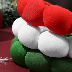 Cerchietto imbottito spesso in rosso bianco e verde per accessori per capelli natalizi