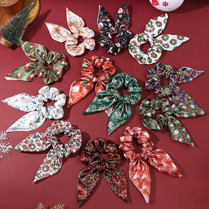 Lot de 11 chouchous de Noël aux motifs festifs en satin rouge, vert et blanc élégant