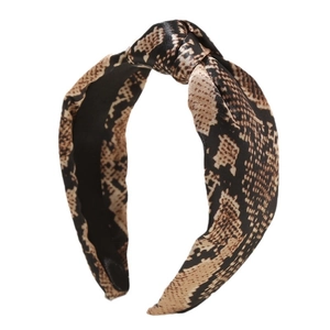 Stylish snake print knotted headband made of satin fabric for women fashion styling