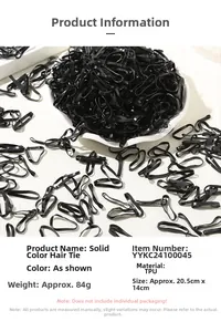 Vue macro d'un lot de 84g d'élastiques à cheveux noirs en TPU pour coiffage quotidien
