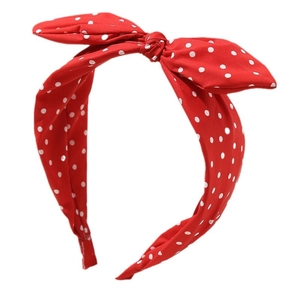 Cerchietto rosso a pois bianchi con grazioso fiocco a incrocio accessorio per capelli