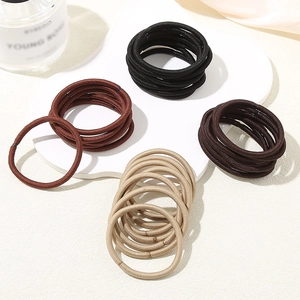 Elastische nahtlose Haargummis im Erdtöne-Set für Damen Pferdeschwanz-Styling