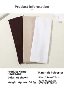 Spécifications du bandeau en tricot côtelé en polyester avec dimensions, poids et couleurs