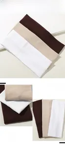 Détails de bandeaux élastiques en tricot côtelé, couleurs café, beige et blanc