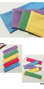 Detailed macro view of the elastic knitted fabric texture and colorful sports headbands