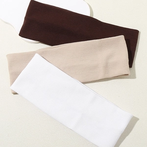Lot de 3 bandeaux élastiques en tricot côtelé pour femmes en café foncé, abricot et blanc