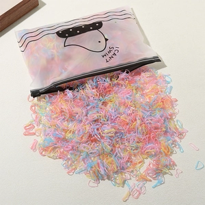 Mixed Candy Colors Disposable Mini Elastic Hair Ties TPU High Stretch Scrunchies Ponytail Holder For Kids Women With Zipper Bag